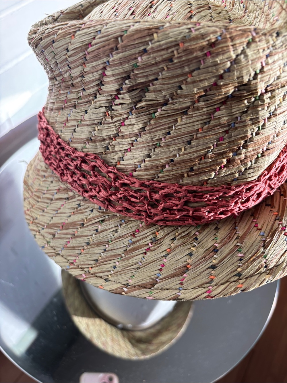 pistil Natural Straw Hat with Multicolor Raffia Threading - Picture 6 of 8